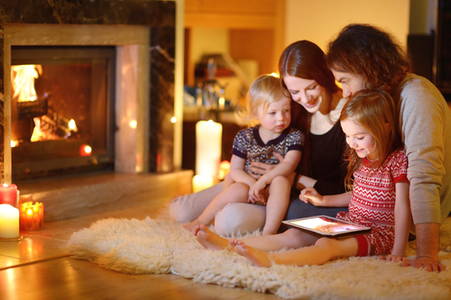 family around the fire